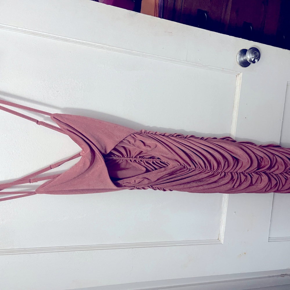 Pink ruched going out dress